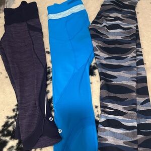 Lululemon Bundle of 3 23’ Leggings - Navy, Blue, Camo